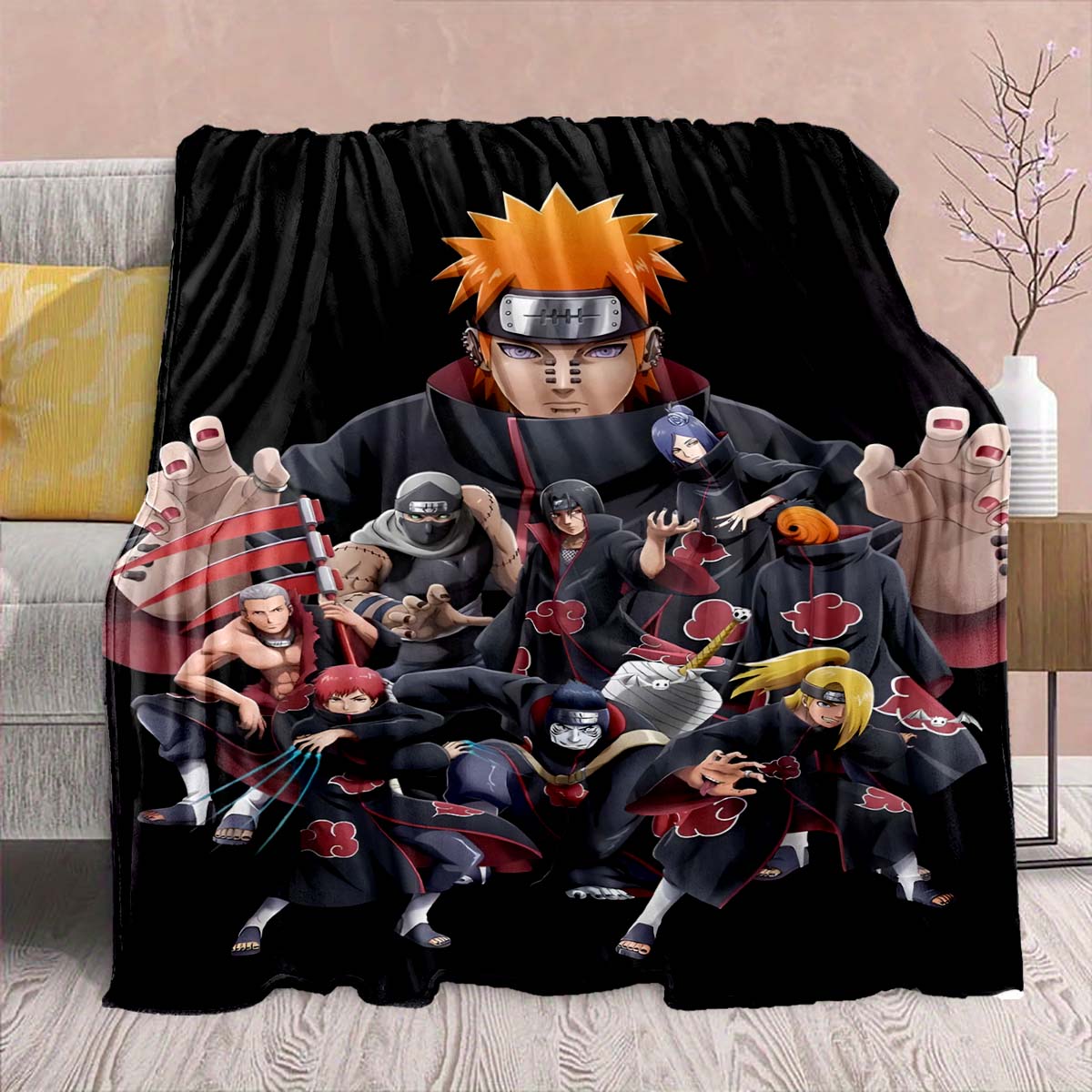 

Naruto Anime Flannel Blanket - Soft Warm Perfect for Sofa, Bedding Camping Travel Office Home Decor -QJY 75x90cm