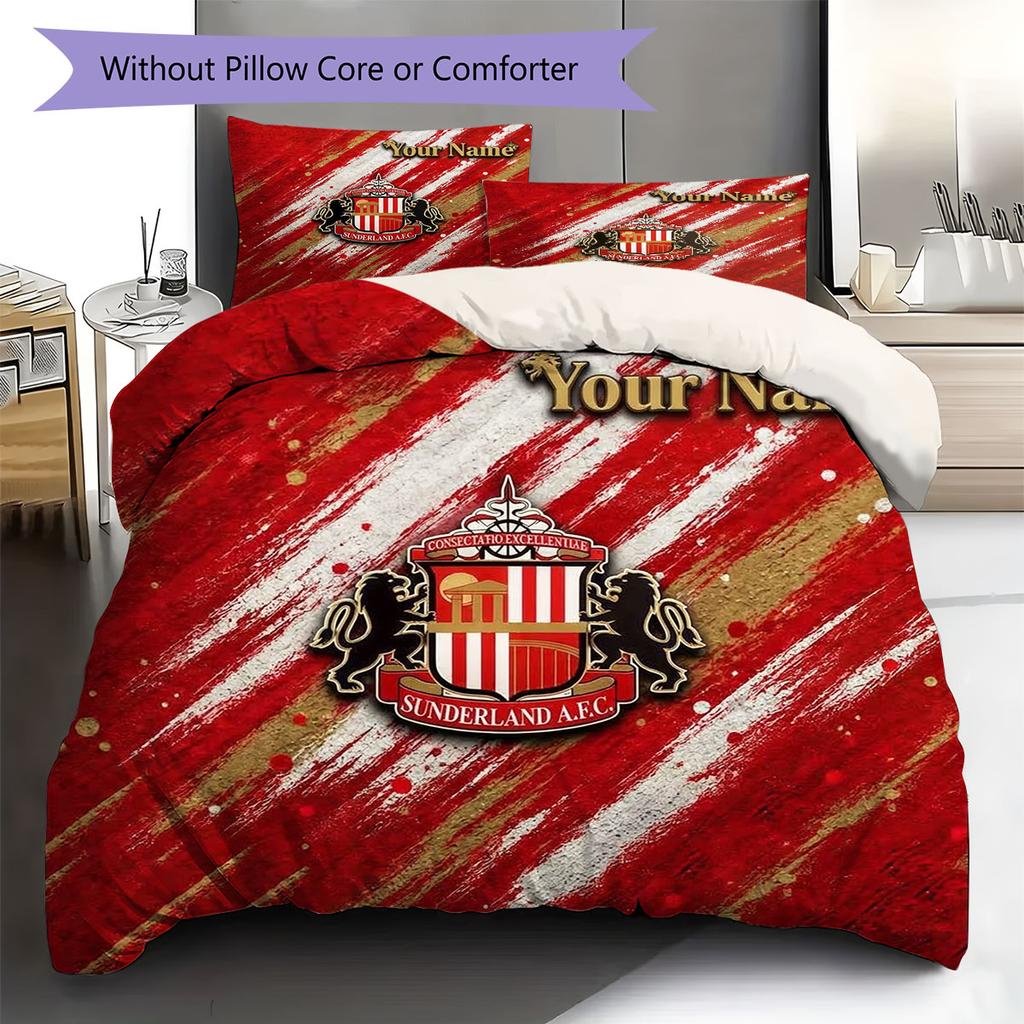 Sunderland A.F Custom Name Pattern Bedding,Quilt Set Quilt Cover Pillowcase Home Birthday Gift(1 * duvet cover + 2 * pillowcase, without core)
