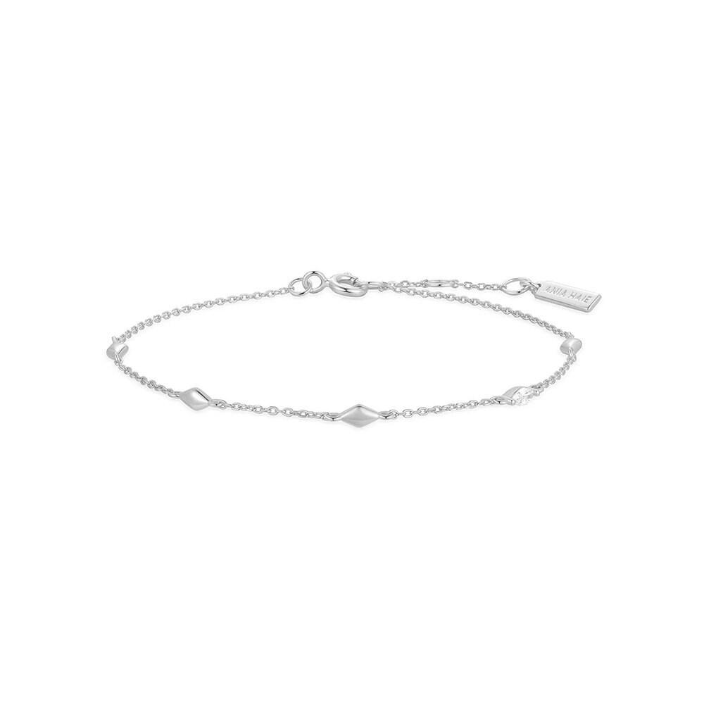 Silver Multi-Diamond Shape Station 925 Silver Bracelet B066-03H