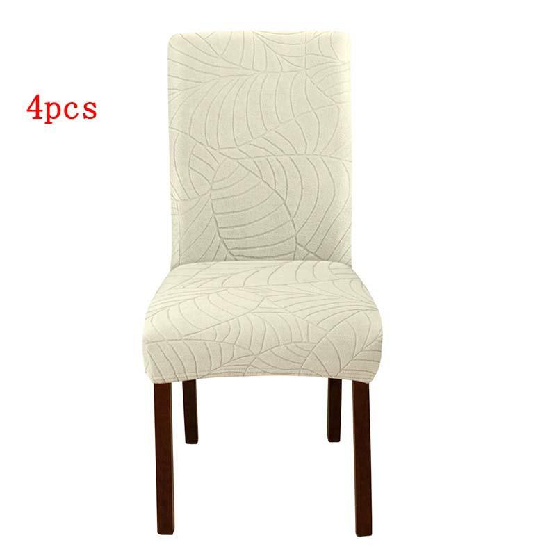 4 шт Чехлы на стулья с жаккардовым узором в виде листьев съемные эластичные универсальные чехлы для защиты стульев однотонные чехлы на сиденья для столовой банкета бежевый 27590₽