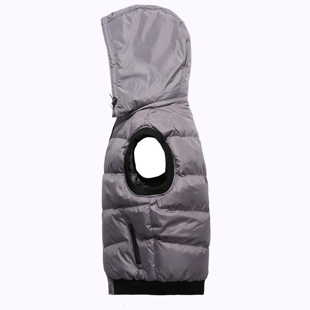 Men's And Women's Outdoor Casual Hooded Vest With Color Matching Inside And Out, Men's Cotton-padded Thickened Warm Sleeveless Jacket