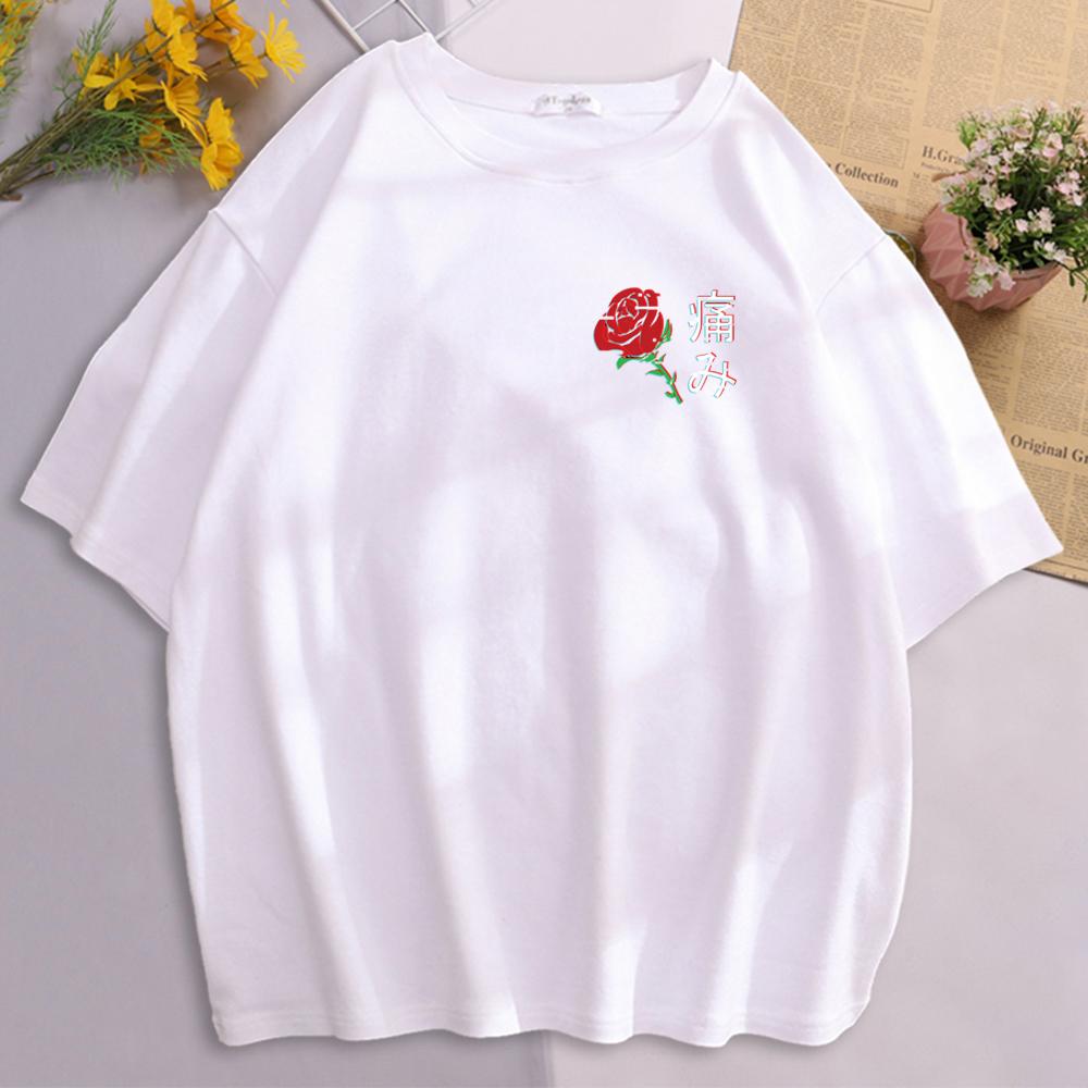 Esttica Japonesa Rosa Simples Impresso Dos Hounisexs T Camisas Vero Unisexga Curta Topos 2020 Moda Oversized Harajuku Solto O Pescoo Camiseta