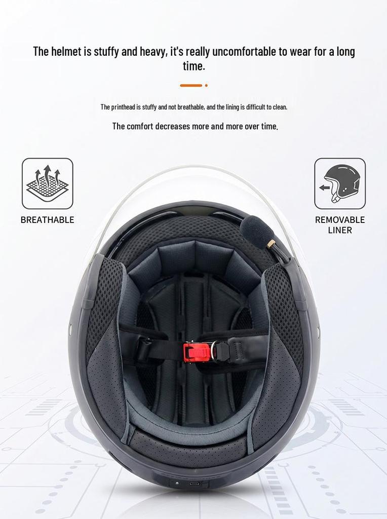 Cool Ride Bao Lightweight Bluetooth Motorcycle Helmet with Double Visor, 3C Certification, Long Battery Life, and Excellent Sound Quality