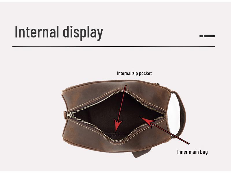 Men's Genuine Leather Clutch & Wash Bag - High-End Retro Design