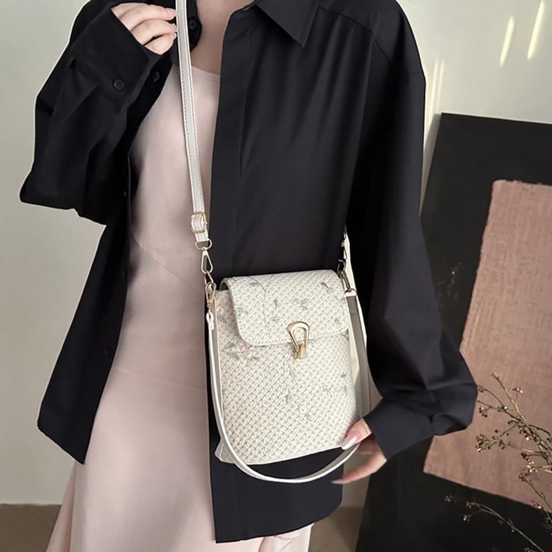 Lace Woven Straw Woven New Fashionable and Fresh Sling-shoulder Bag Women's Small Bucket Crossbody Bag Handbags