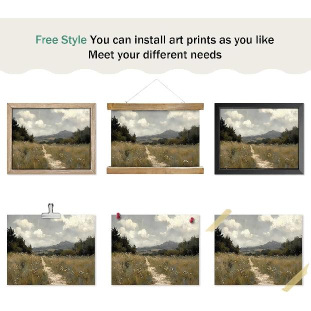 Gatheroad Landscape Art 8x10 Inch, Set of 4 Unframed Country Wall Art, Vintage Farmhouse Prints and Nature Wall Art for Living Room & Bedroom