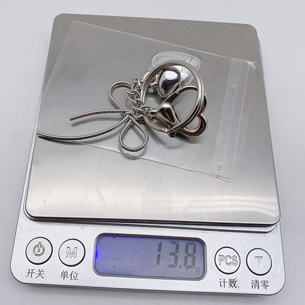 Sweet Bowknot Heart Keychain Pendant Lovely Hanging Decorations Keyring Charm for Purse Bag Backpack Handbag Ornament