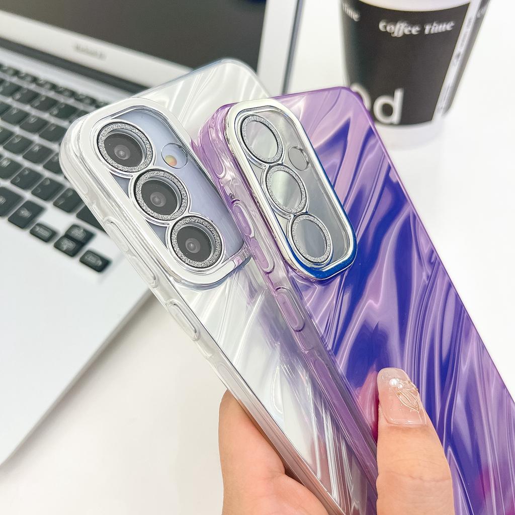 For Samsung Galaxy A55 5G Case IMD Design Shockproof PC+TPU Phone Cover with Glass Lens Film