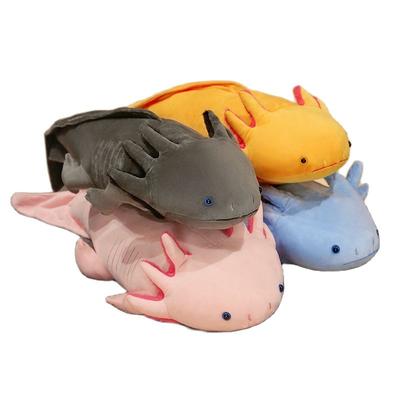 Peluche Triton Coloré Jouet en Peluche Mignon Axolotl Salamandre Poisson Flou Apaisant Long Oreiller Coussin Six Angles Dinosaure Cadeau Enfant