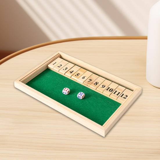Shut The Box Brettspiel mit 12 Zahlen Lernwürfel Strategiespiel
