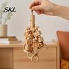 Bird Beak Trimmer Wood Blocks Parrot Toy, Chew Toy with Wooden Rings, Biting Hanging Cage Accessory for Parakeet Conure Cockatiel Non-toxic