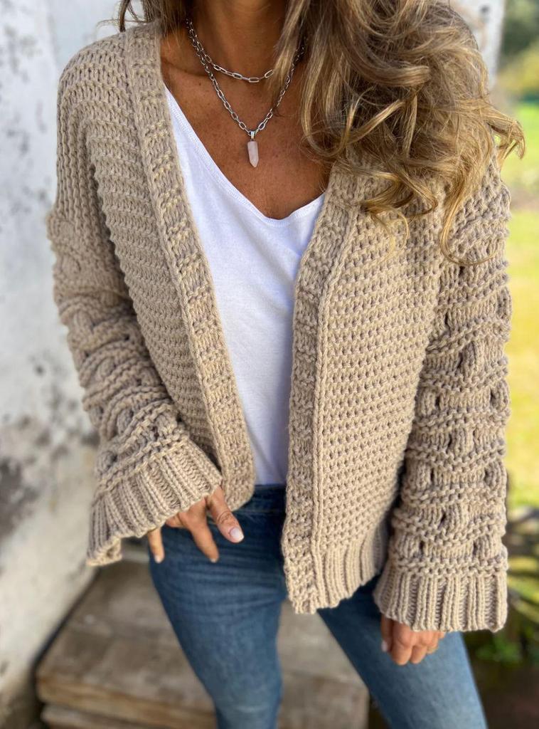 2024 Winter Women's Fashion Solid Color Wool Cardigan