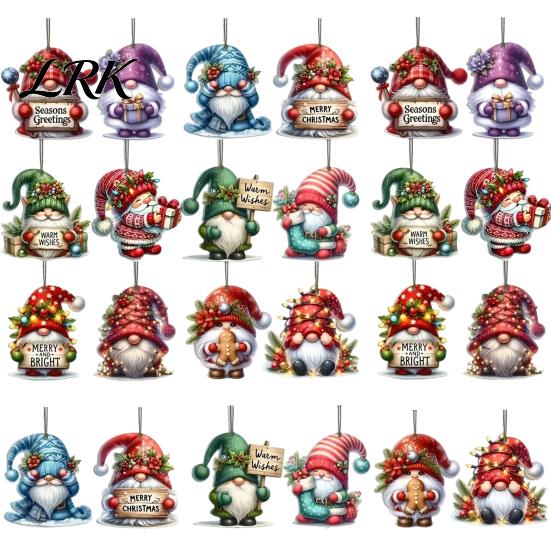 Nordic Style Christmas Tree Hanging Decor 12/24/36Pcs Gnome Ornaments, 2D Wooden Decorations for Xmas Tree, Funny Wood Ornaments Wreaths Gnomes