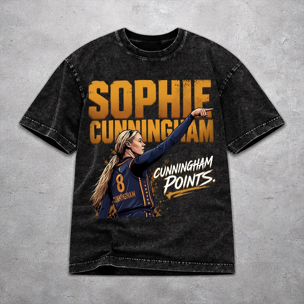 Casual Men Women Sophie Cunningham Pointing Meme Tee Shirt Oversize Washed T Shirts Clothing