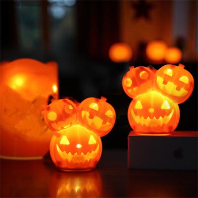 Halloweenské dýňové lucerny/ Tři dýňové svíčky na stůl/ Rozložení Halloweenská dekorace Noční světlo