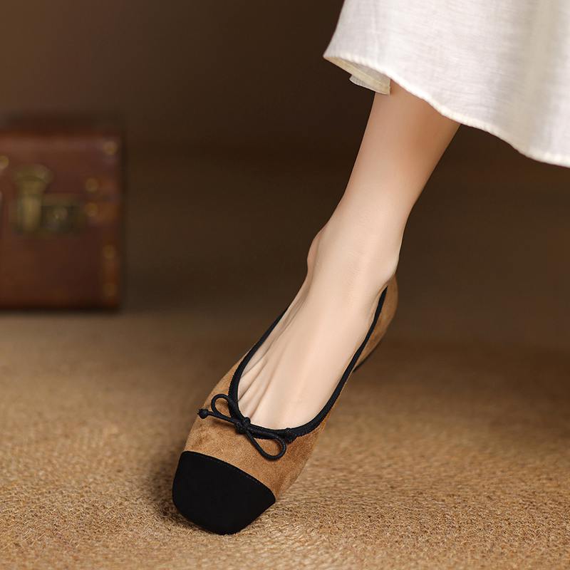 Krazing Pot Sheep Suede Spring Summer Size 41 Thick Low Heels Women Square Toe Slip on Shallow Leopard Pumps