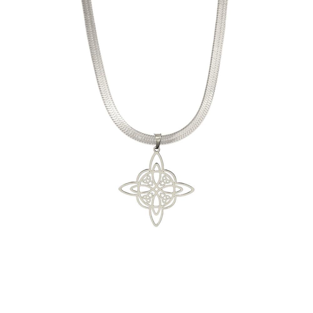 Gold Witch Knot Necklace for Women Stainless Steel Snake Chain Jewelry Christmas Gift Fashion Accessory