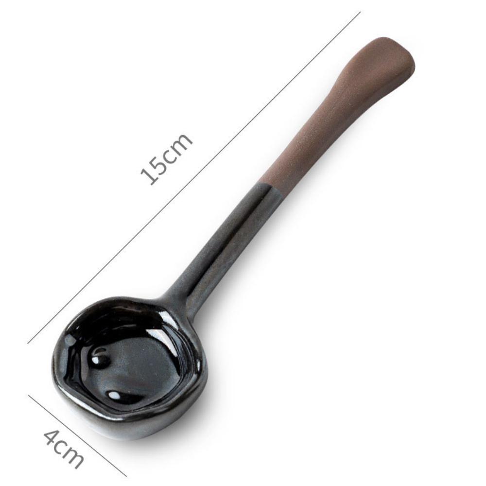 New Vintage Ceramic Spoon Handmade Long-Handle Coffee Scoop Coffee Whisk Afternoon Tea