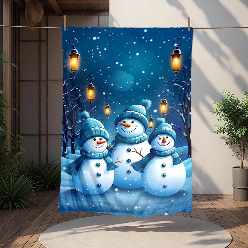 

1pc Snowman Printing Lightweight Flannel Blanket, Comfortable and Warm Blanket, for Camping Sofa Bed and Couch Office, Gift Blankets in 100x150cm