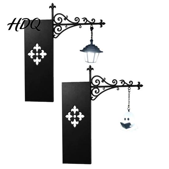 Decorative Chandelier Style Lamp Ghost Bookshelf Light Retro Lantern for Library Decor Warm LED Glow Night Light Reading Book Lovers Gothic Fantasy