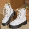 Mote Nye Minimalistiske Snøresko Kamp Kvinner Støvler Chunky Hæl Plattform Kvinner Støvler Britisk Stil Tykk Såle Øk Høyde Fritidssko