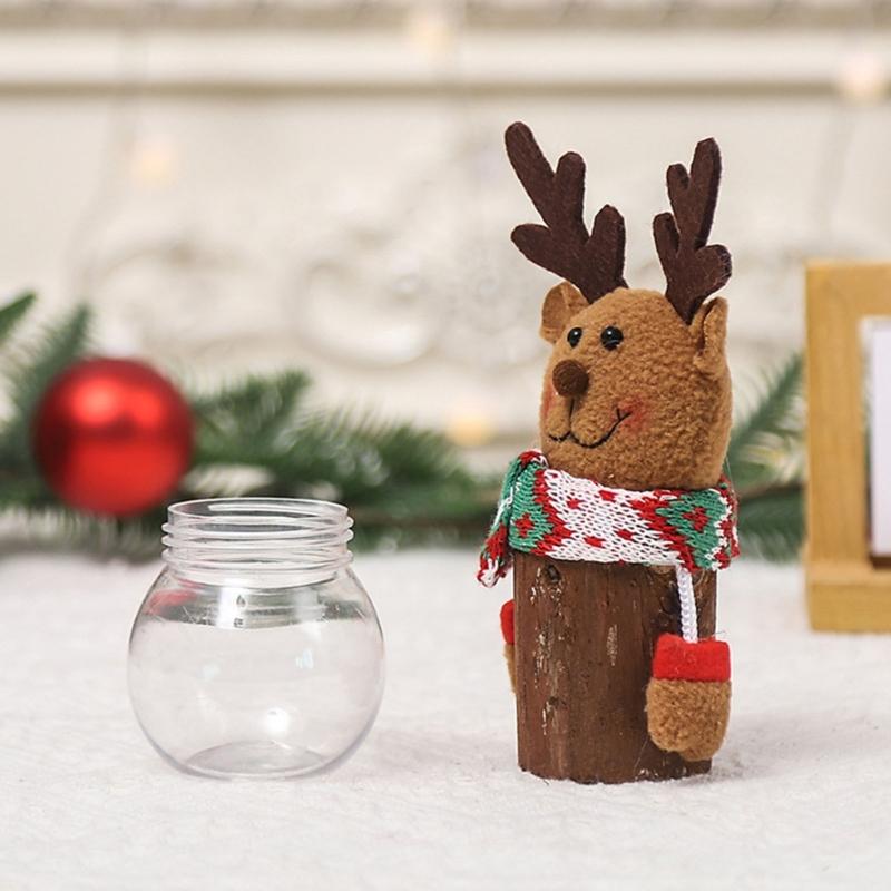 Christmas Candy Jar Plastic Christmas Cookie Storage Bottle Gift Candy Box Dropshipping