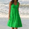 Plus Size Casual Women Summer Beach Solid Color Sleeveless Loose Midi Dress