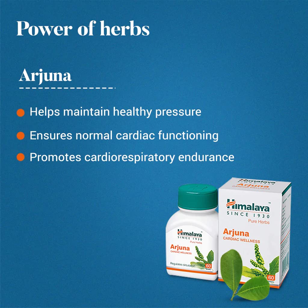 Himalaya 5 x Arjuna Heart Support Supplement 60 Tablets Each For Circulation Health Wellness Stress Relief