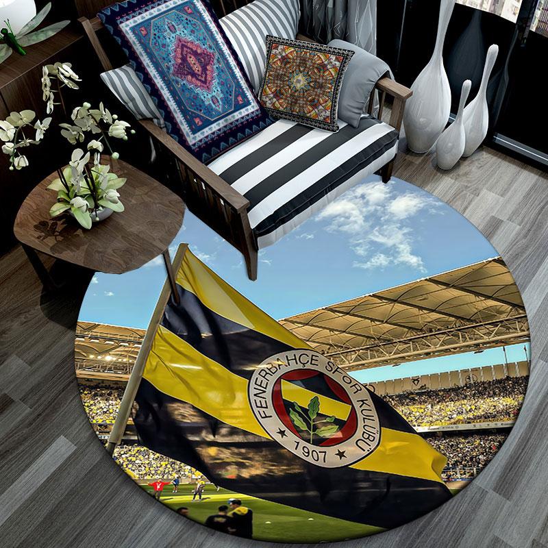 Fenerbahce Players Pattern Round rug,Carpet Rug for Living Room Bedroom Playroom ,Non-slip Floor Mat,Holiday Gifts and Birthday Gifts.
