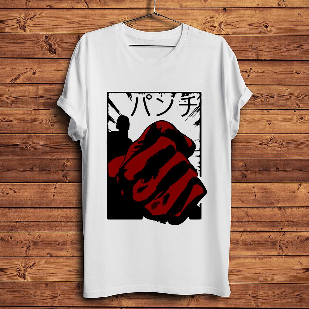 T-shirt humoristique One Punch Hero pour homme, blanc, décontracté, à manches courtes, unisexe, streetwear, manga