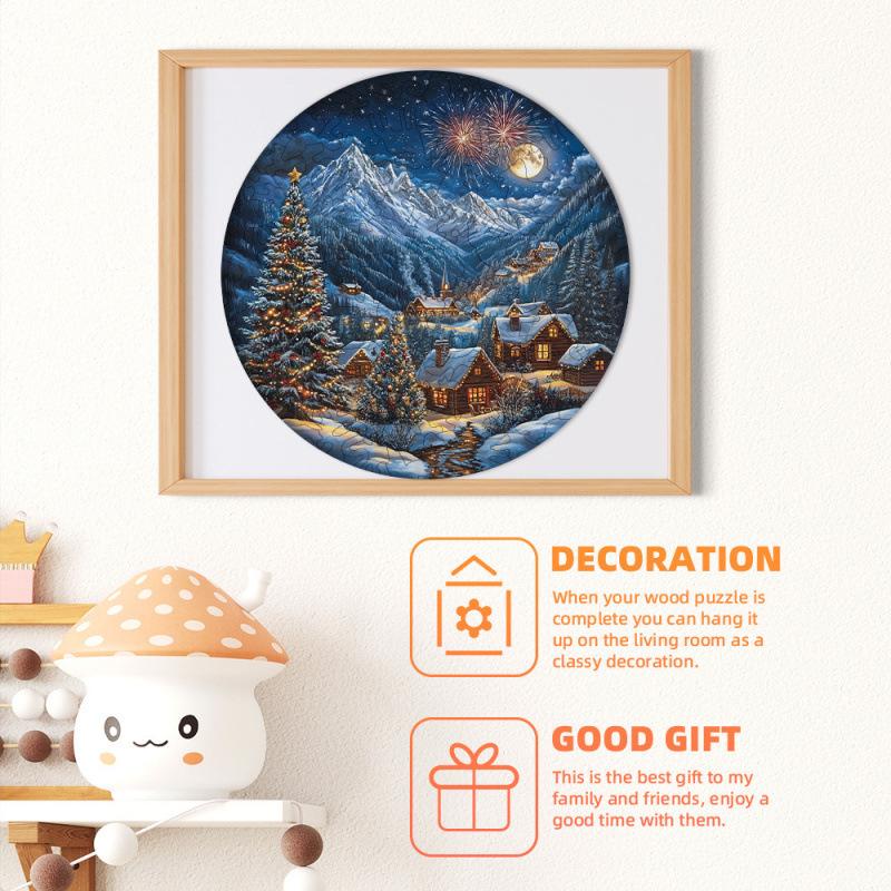 Wooden Puzzle Christmas Snow Scene Small Animal Shape Puzzle Flat Wooden Puzzle