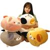 Cute Round Ball Shape Fat Lazy Cat Plush Toy Stuffed Cartoon Aniamls Likelike Bread Toast Cat Husky Shiba Inu Dog Throw Pillow