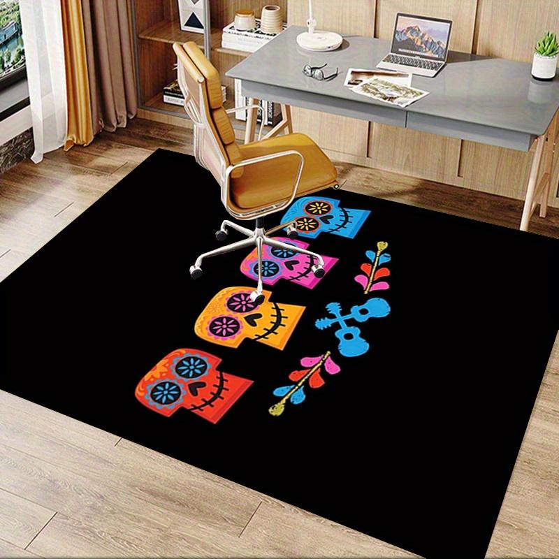 Office Rug Sugar Skulls, Day of the Dead Theme 3D Printed Anti-Slip Rug-Machine Washable for Living Room