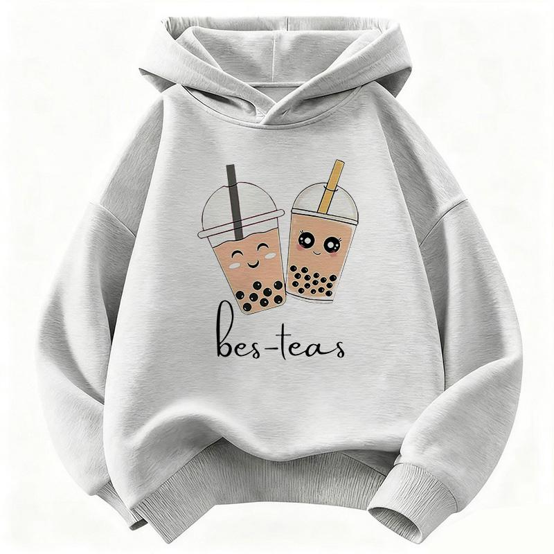 Casual Kawaii Tea Design Cartoon Hoodie Kids Children's Sweatshirt Hoody Hoodies for Boys Girls Clothes