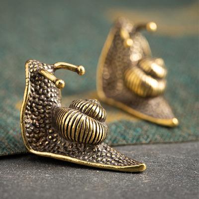 Vintage Ozdoba Ślimaka z Czystej Miedzi Mosiądzu, Mini Figurka Ślimaka, Zwierzątko Herbaciane Kolekcja Dekoracji do Ceremonii Herbacianej, Miniatury na Biurko
