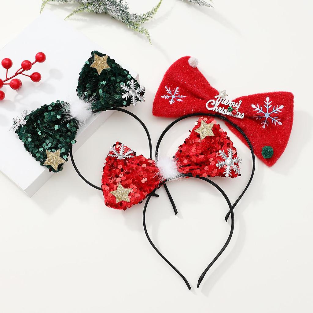 Sparkling Christmas Headband & Hair Clip Set - Festive Party Headdress for Children