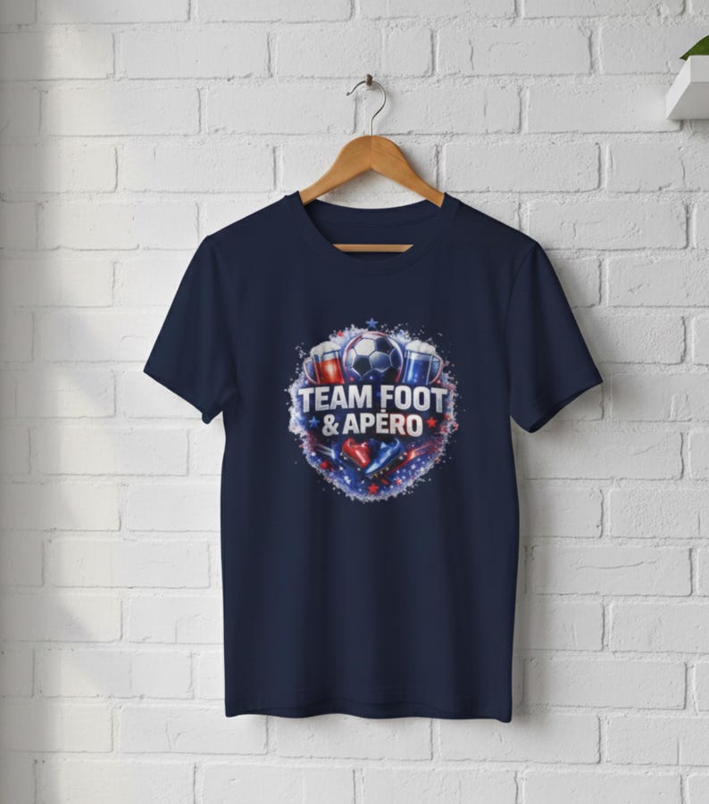 Team Football & Apéro Cotton T-Shirt | Soccer Ball, Beer, Sports Party Design XL