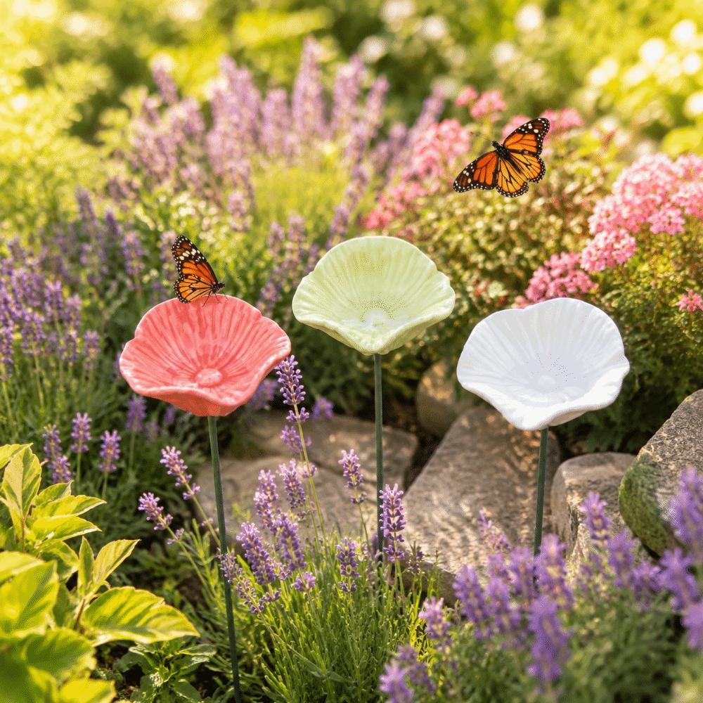 Flower Shaped Bee Butterfly Water Dispenser Colorful Bee Watering Station Courtyard