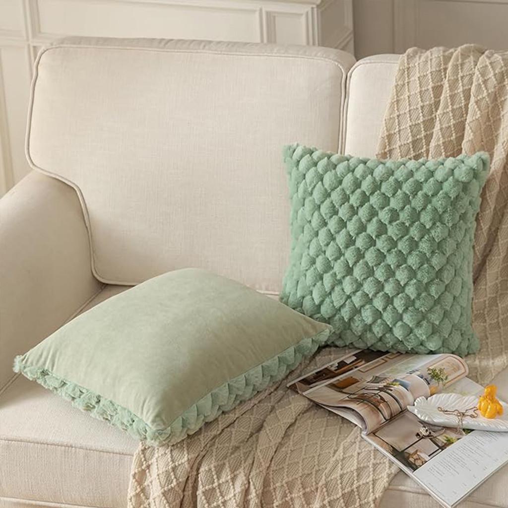 Pineapple Plush Lines Pillowcase Bedroom Imitation Rabbit Velvet Sofa Cushion