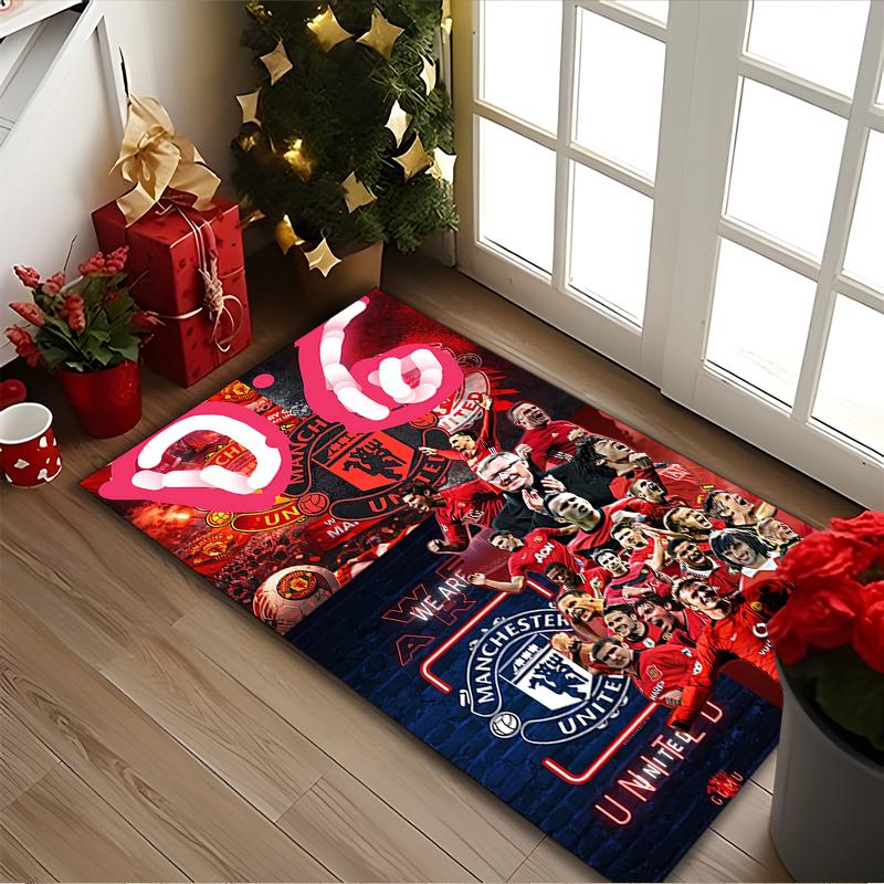 1pc Office Carpet, Manchester United Manchester City Chair Rug, Living Room Printed Area Rug, Home Chair Floor Mat