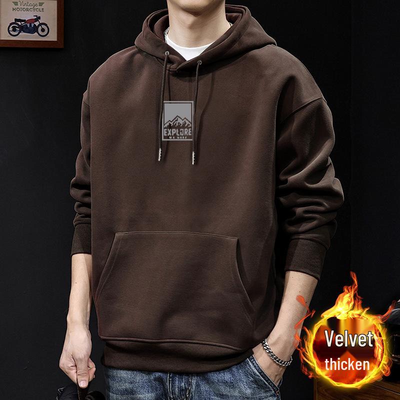 Herren Hoodie mit Retro-Buchstabendruck - Amerikanischer Hong Kong Stil, Lockerer Schnitt, Trendige Freizeitjacke für Frühling/Herbst.