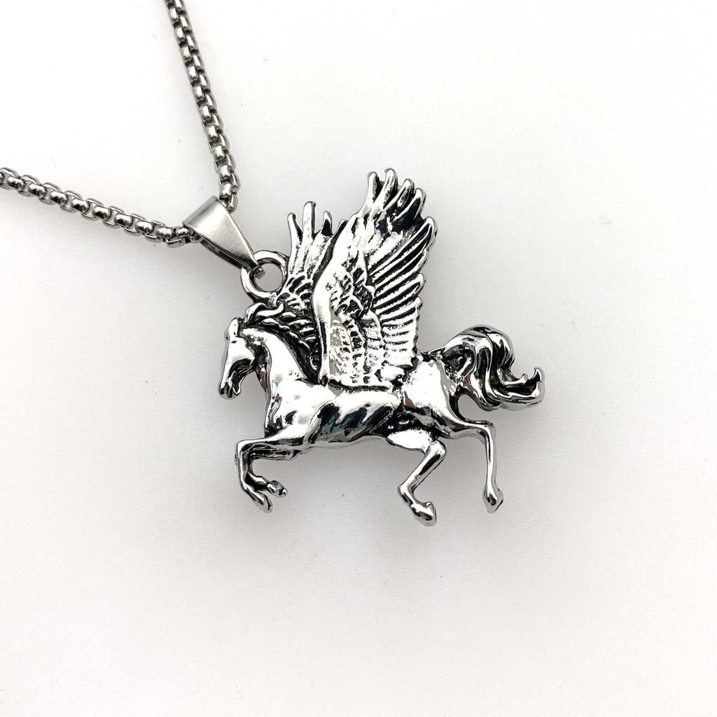 With Pegasus Alloy Pendant, Boys' Titanium Steel Necklace, Personalized Sweater Chain