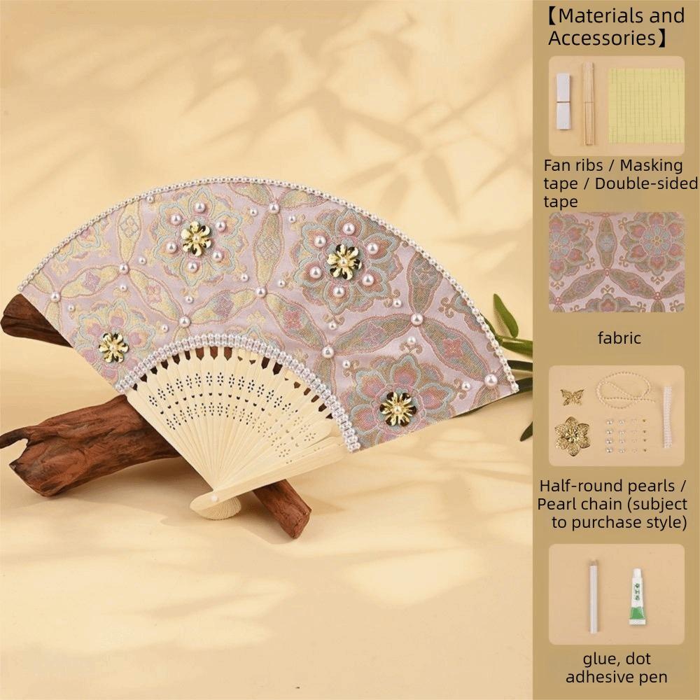 Butterfly Floral Print Hand Fan Portable Chinese Style Fan Elegant Handmade Fan Art Craft Project