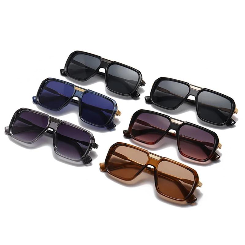 SHAUNA Retro Men Square Gradient Sunglasses Fashion Women Rivets Trending Dark Blue Sun Glasses Shades UV400