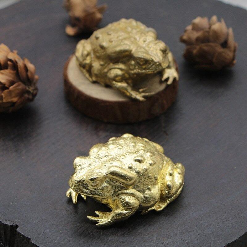 1pc Vintage Copper Animal Toad Statue Heavy Brass Miniature Frog Figurines Office Desk Ornament Home Decoration Accessories