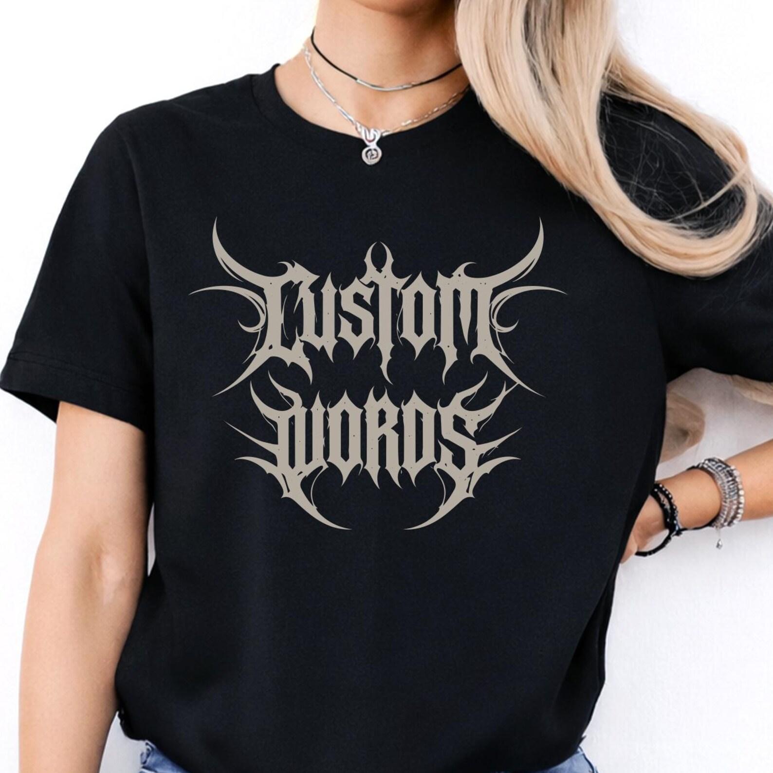 Custom Metal Shirt, Metal Letters, Gothic Distressed Graphic Tee, Personalized Tee, Heavy Metal, Musician Gifts S