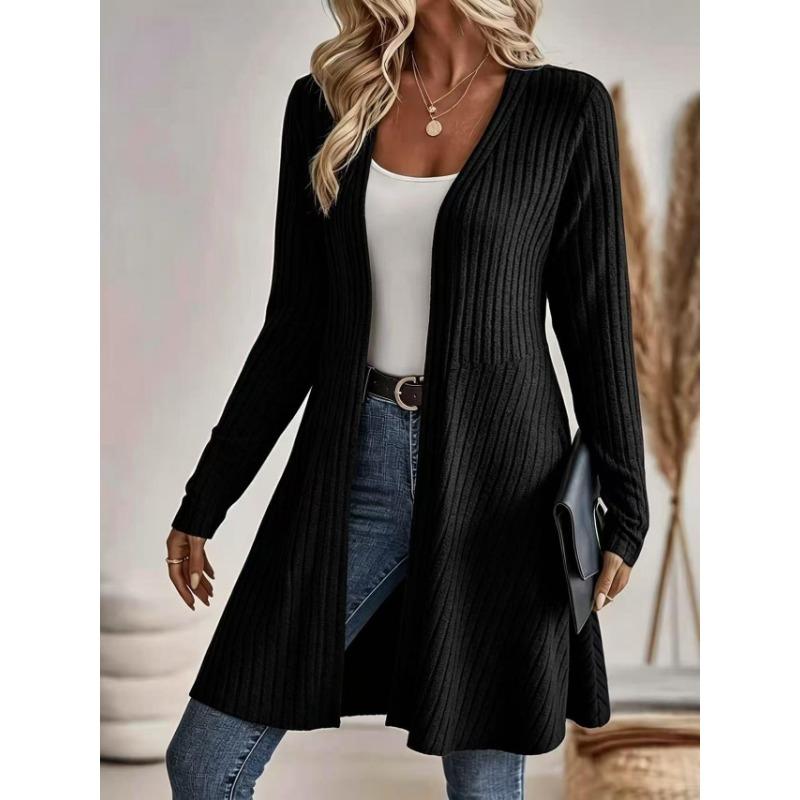 Women S Long Knit Cardigan Coat Solid Color Casual Sweater