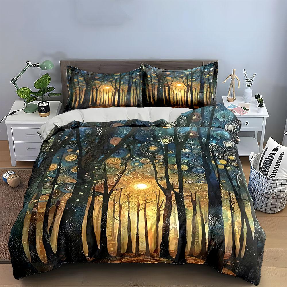 Glowing Forest with Swirls. Bedding Sets Duvet Cover Sets Duvet Covers Pillowcases(1 * Duvet Cover 2 * Pillowcases, Without Duvet Insert)