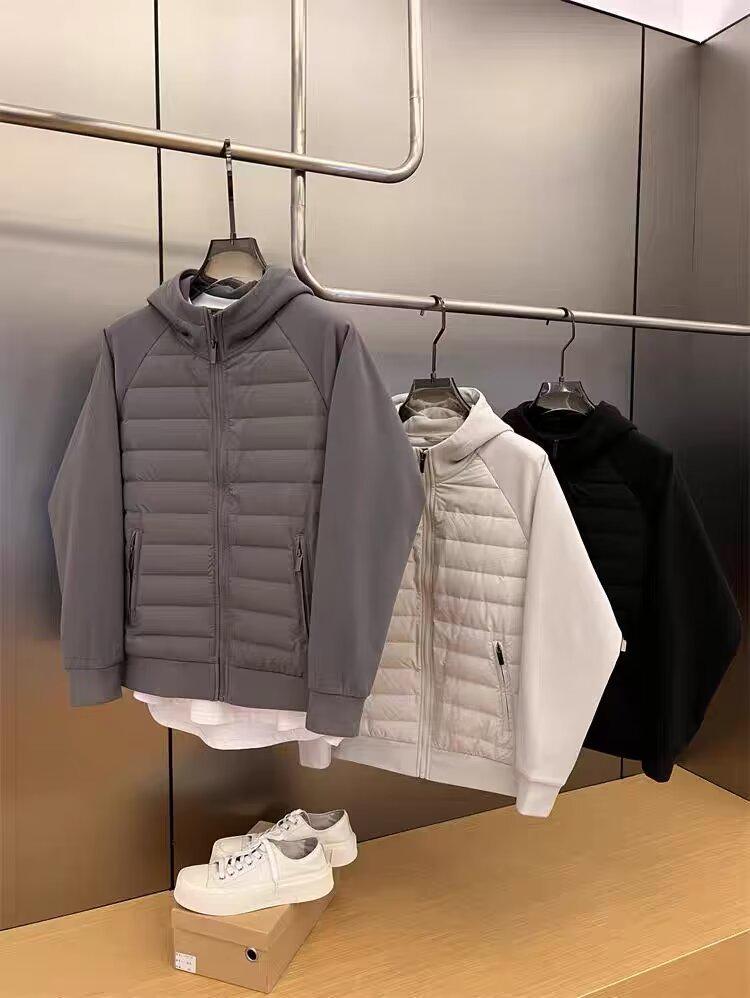 Męska casualowa zimowa bawełniana kurtka z kapturem - Luźna, modna, jednokolorowa, łączony design