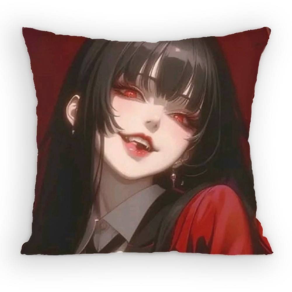 Anime KKakegurui Pillow Case Antidustmite Pillowcase Invisible zipper silky short plush Sofa cushion cover